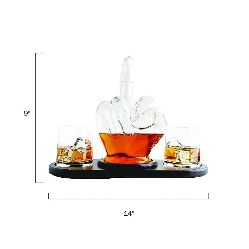 Middle Finger Whiskey Decanter Set With Whiskey Stones