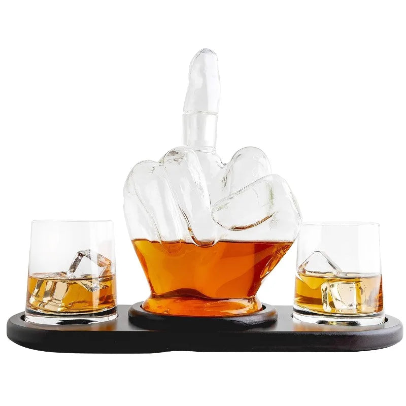 Middle Finger Whiskey Decanter Set With Whiskey Stones