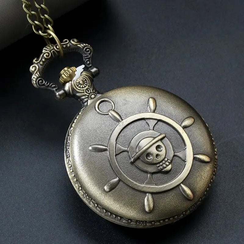 Retro Punk Quartz Pocket Watch with Necklace Chain