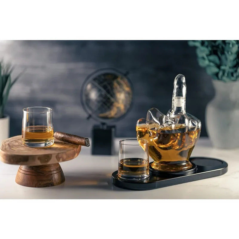 Middle Finger Whiskey Decanter Set With Whiskey Stones