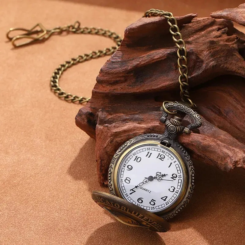 Retro Punk Quartz Pocket Watch with Necklace Chain