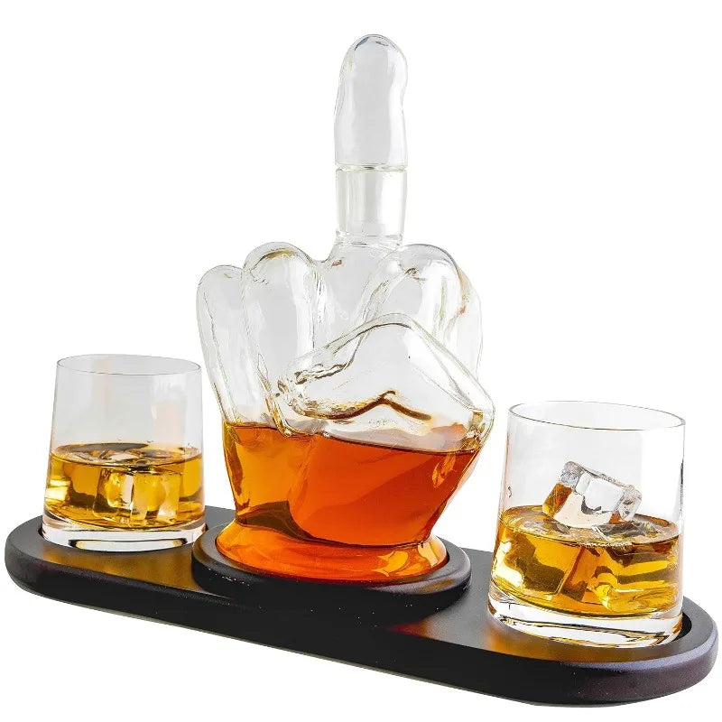 Middle Finger Whiskey Decanter Set With Whiskey Stones