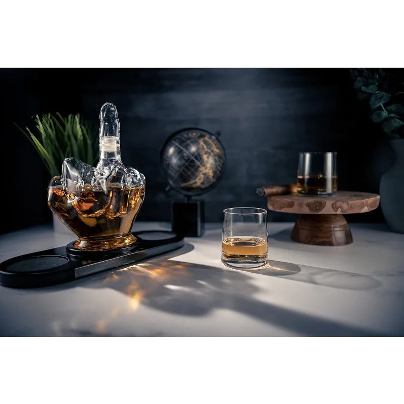Middle Finger Whiskey Decanter Set With Whiskey Stones